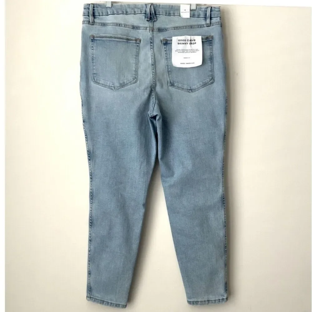 Good American Good Curve Skinny Crop Jeans Blue 15